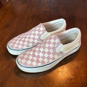 Vans Pink Checker Slip Ons